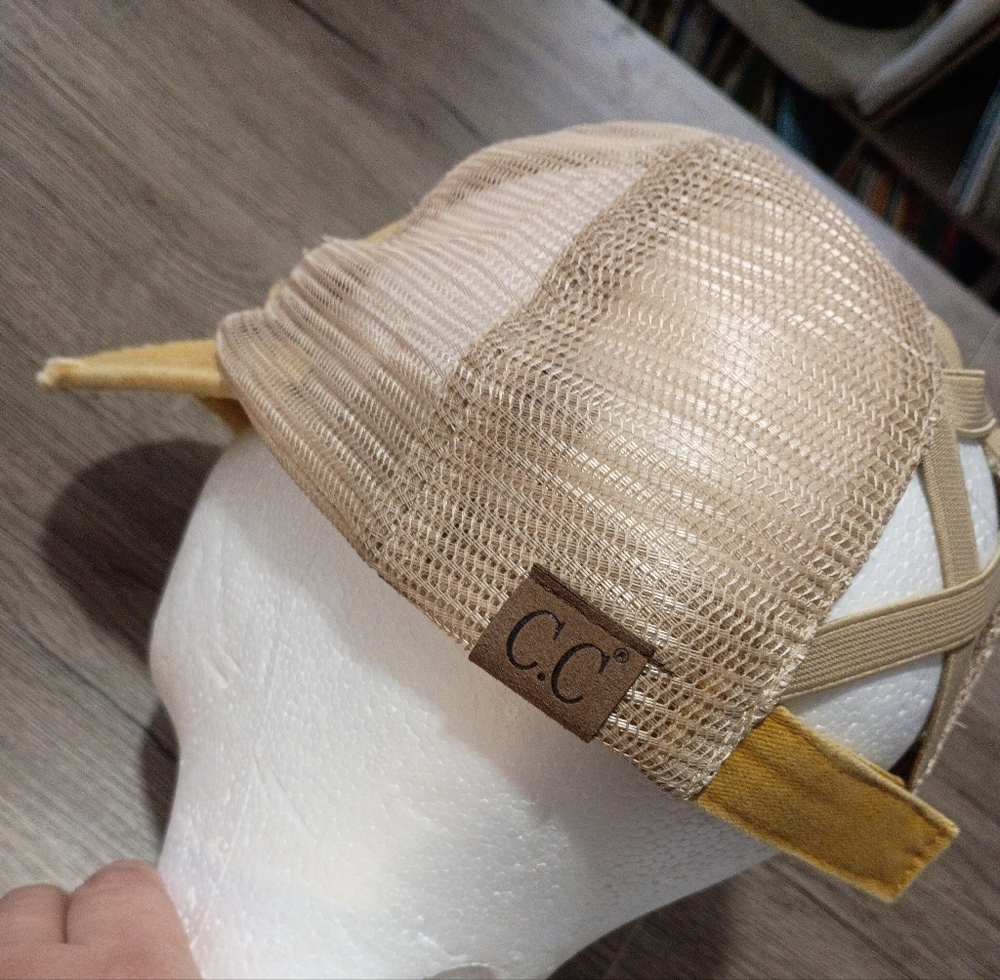 C.C Yellow Distressed Trucker Hat - Picture 2 of 10
